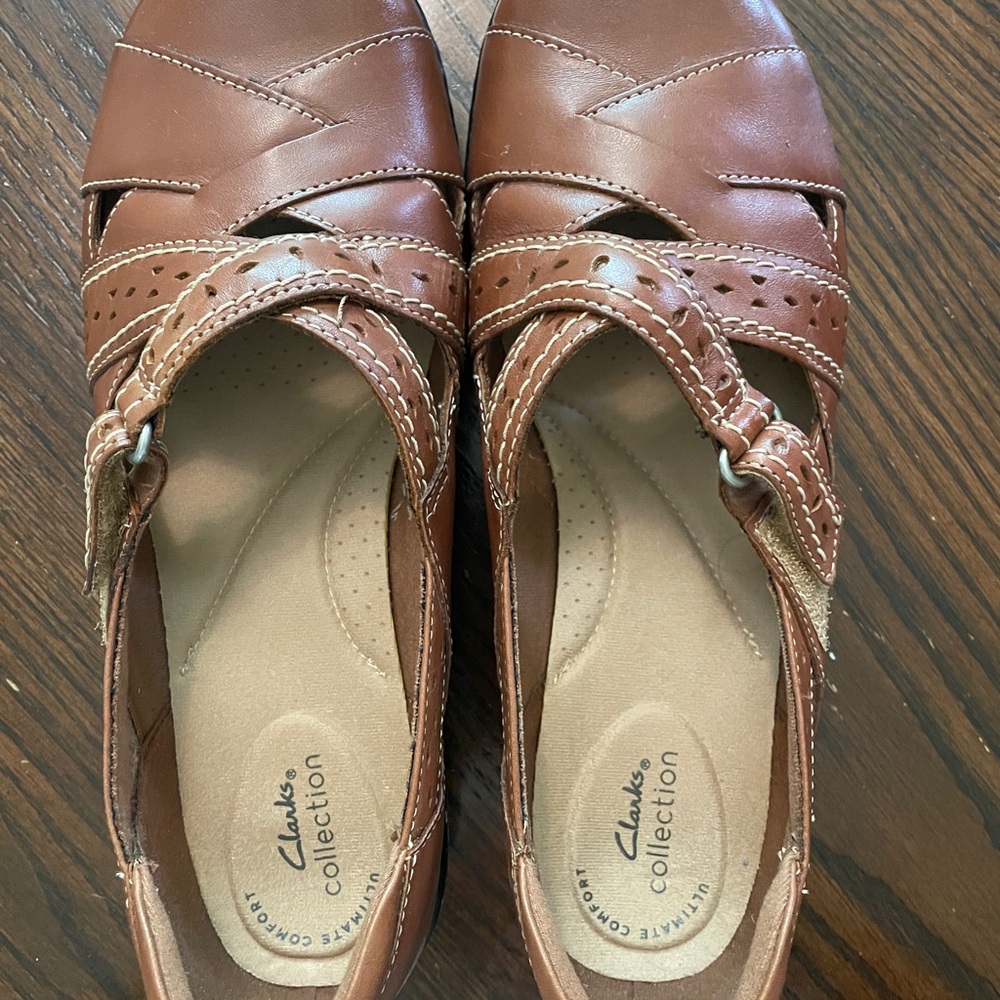 Clarks Brown Leather Flats
